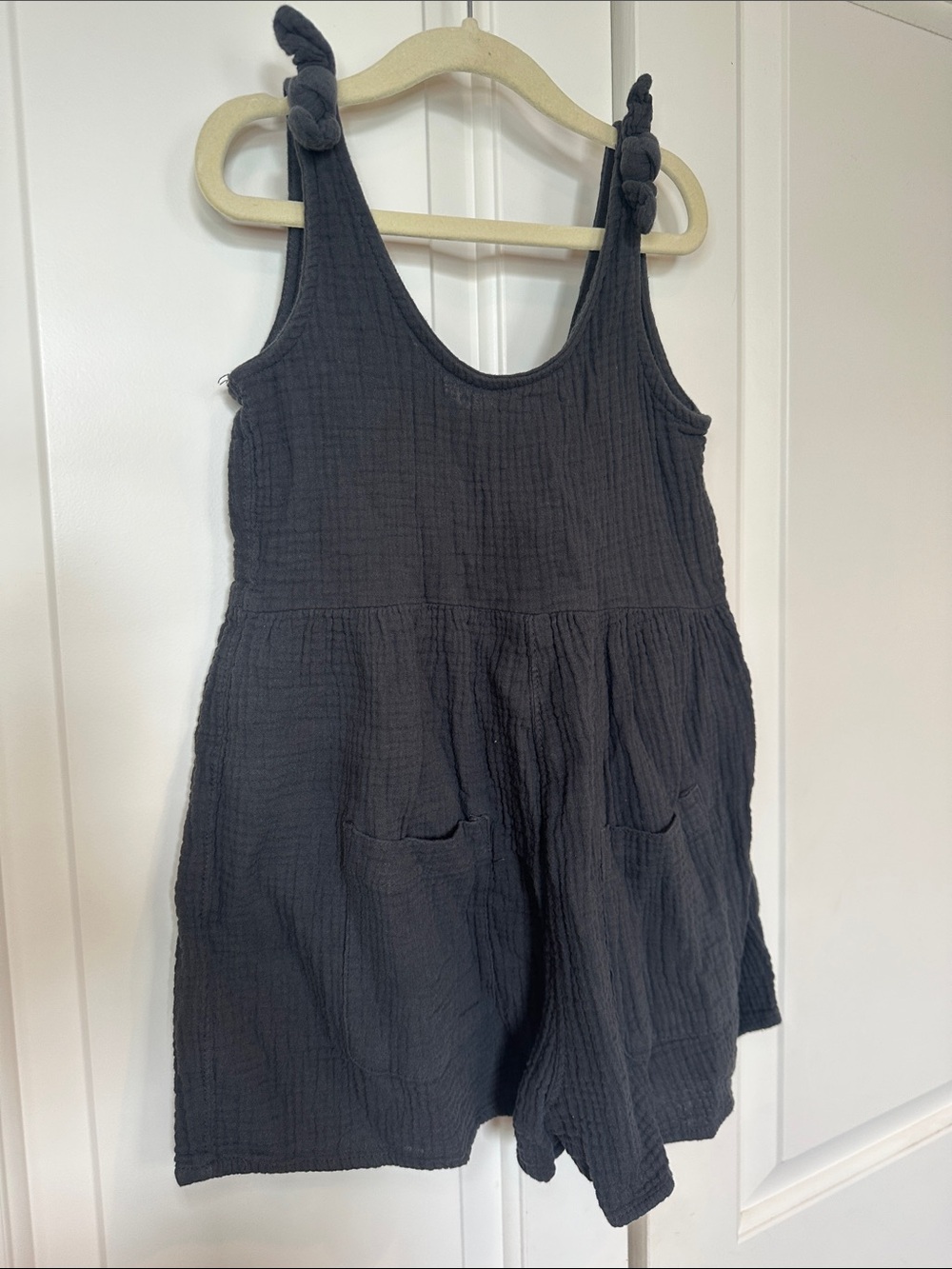 Gray Gauze Romper with Pockets 6/6x